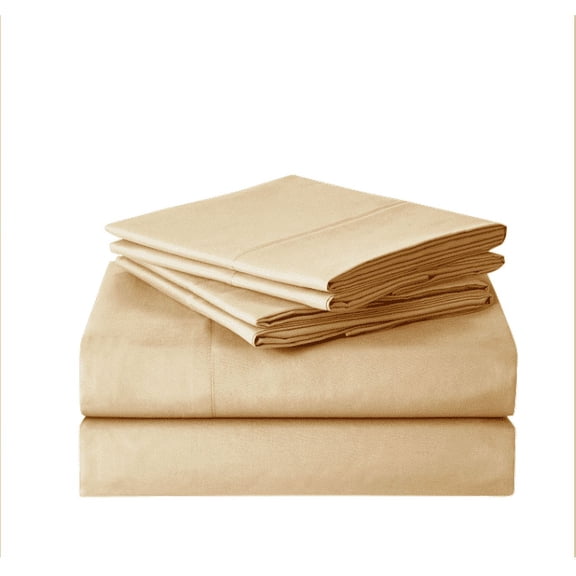 Sweet Home Collection 1500 Series Bed Sheets - Extra Soft Microfiber Deep Pocket 6pc Sheet Set - Camel, King