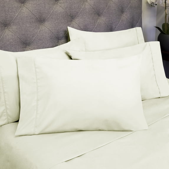 Sweet Home Collection 1500 Series Bed Sheets - Extra Soft Microfiber Deep Pocket 6pc Sheet Set - Ivory, Split King