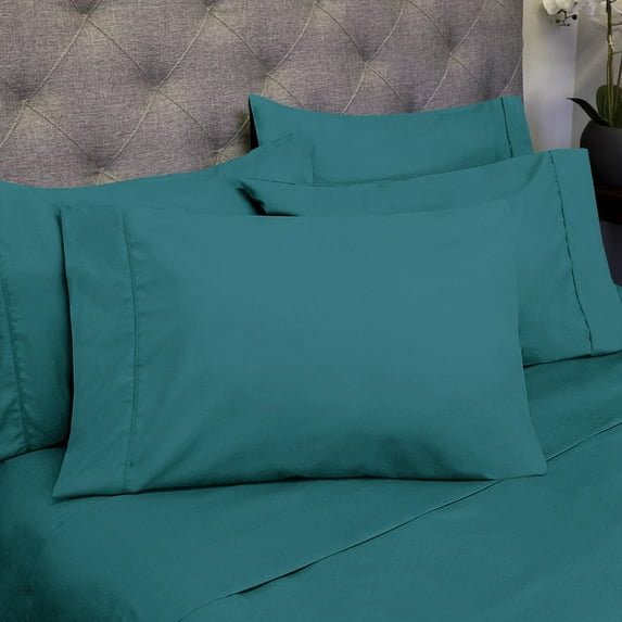 Sweet Home Collection 1500 Series Bed Sheets - Extra Soft Microfiber Deep Pocket 6pc Sheet Set - Teal, King