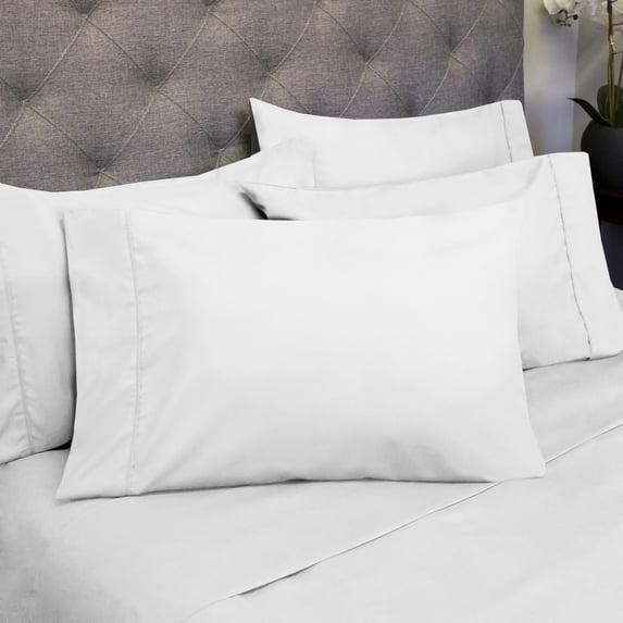 Sweet Home Collection 1500 Series Bed Sheets - Extra Soft Microfiber Deep Pocket 6pc Sheet Set - White, RV Queen