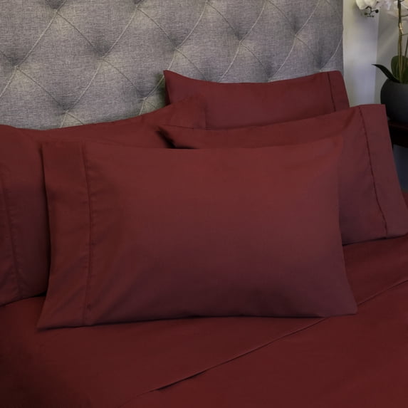 Sweet Home Collection 1500 Series Bed Sheets - Extra Soft Microfiber Deep Pocket 7pc Sheet Set - Burgundy, Split King