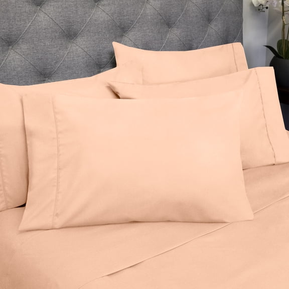 Sweet Home Collection 1500 Series Bed Sheets - Extra Soft Microfiber Deep Pocket 7pc Sheet Set - Peach, Split King