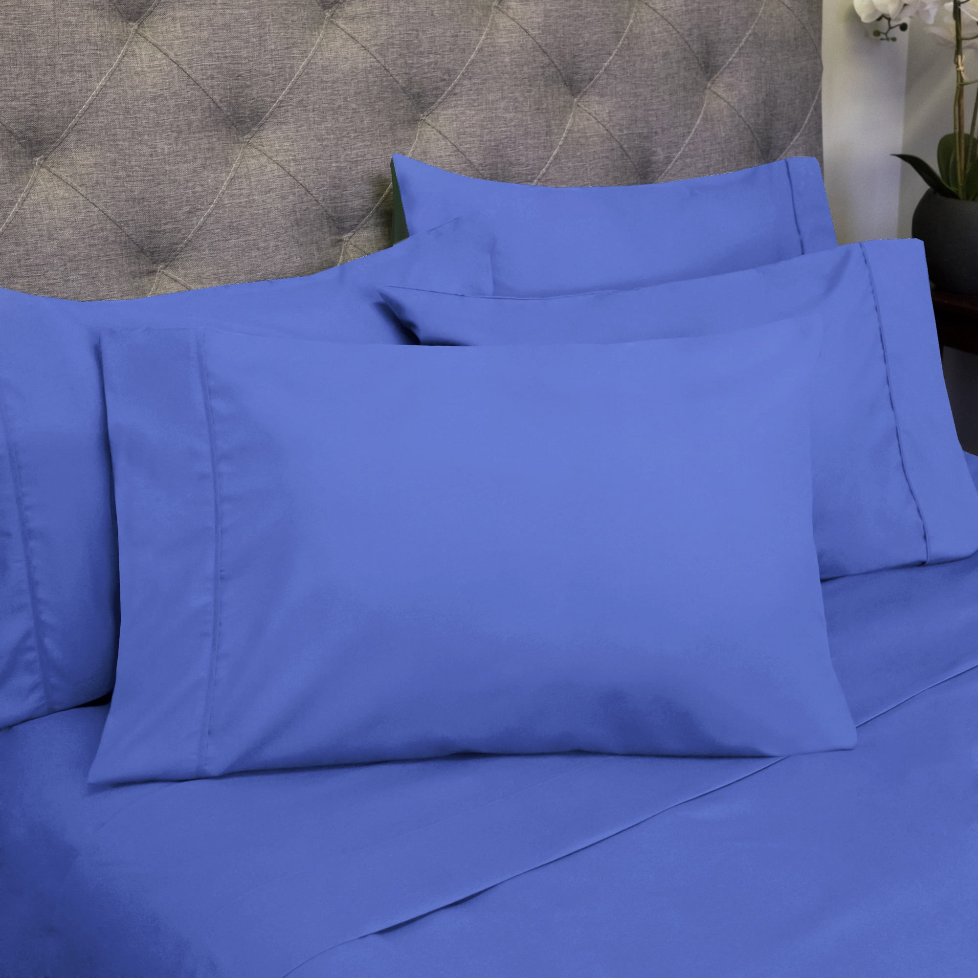 Sweet Home Collection 1500 Series Bed Sheets - Extra Soft Microfiber Deep Pocket 7pc Sheet Set - Royal Blue, Split