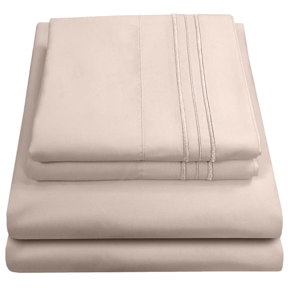 Sweet Home Collection 1500 Series Bed Sheets - Extra Soft Microfiber Deep Pocket Sheet Set - Beige, Twin