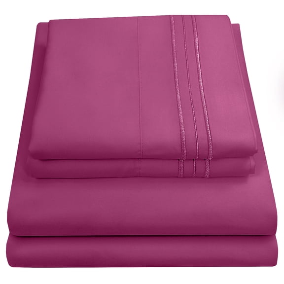 Sweet Home Collection 1500 Series Bed Sheets - Extra Soft Microfiber Deep Pocket Sheet Set - Berry, King