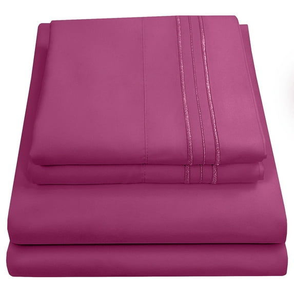 1500 Thread Count Extra Soft Deep Pocket Bed Sheet Set Sweet Home Collection Berry - Twin