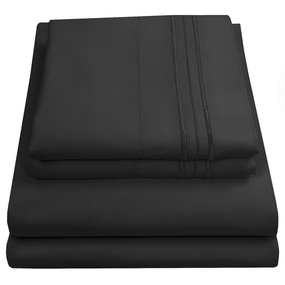 Sweet Home Collection 1500 Series Bed Sheets - Extra Soft Microfiber Deep Pocket Sheet Set - Black, Queen