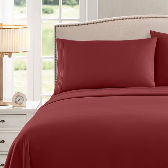Sweet Home Collection 1500 Series Bed Sheets - Extra Soft Microfiber Deep Pocket Sheet Set - Burgundy, Twin