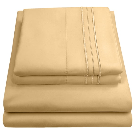 Sweet Home Collection 1500 Series Bed Sheets - Extra Soft Microfiber Deep Pocket Sheet Set - Camel, RV Queen
