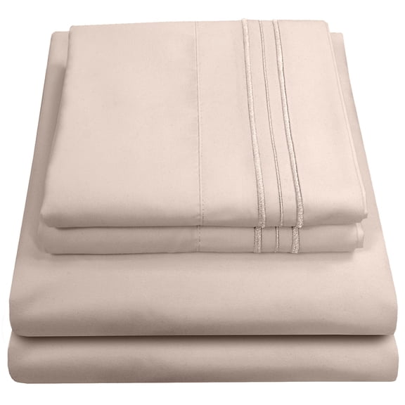 Sweet Home Collection 1500 Series Bed Sheets - Extra Soft Microfiber Deep Pocket Sheet Set - Cream, Split King