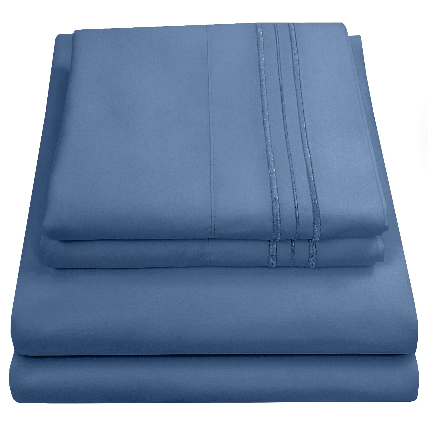 Sweet Home Collection 1500 Series Bed Sheets - Extra Soft Microfiber Deep Pocket Sheet Set - Denim, King