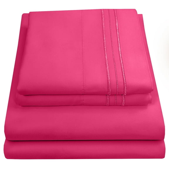 Sweet Home Collection 1500 Series Bed Sheets - Extra Soft Microfiber Deep Pocket Sheet Set - Fuchsia, Queen