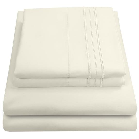 Sweet Home Collection 1500 Series Bed Sheets - Extra Soft Microfiber Deep Pocket Sheet Set - Ivory, Split King