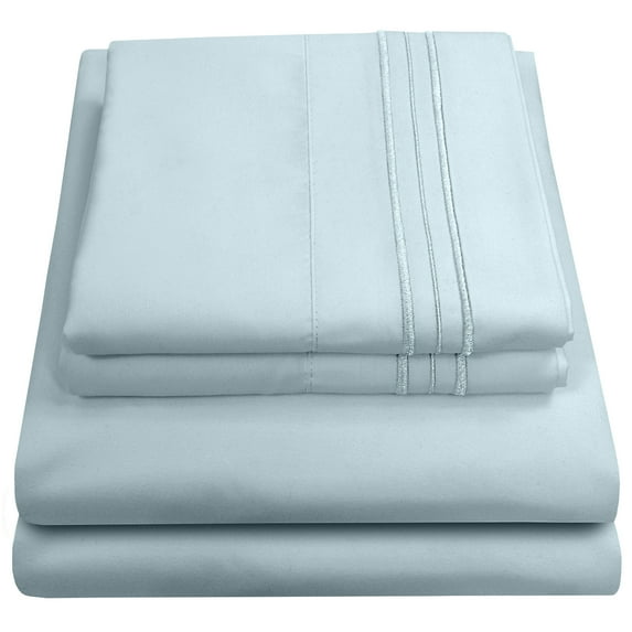 Sweet Home Collection 1500 Series Bed Sheets - Extra Soft Microfiber Deep Pocket Sheet Set - Light Blue, Full