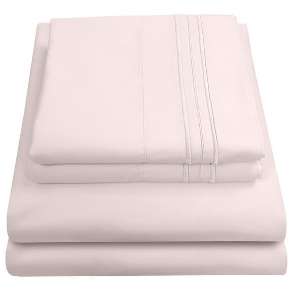 Sweet Home Collection 1500 Series Bed Sheets - Extra Soft Microfiber Deep Pocket Sheet Set - Pale Pink, Split
