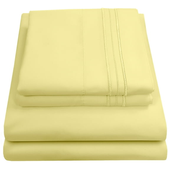 Sweet Home Collection 1500 Series Bed Sheets - Extra Soft Microfiber Deep Pocket Sheet Set - Pale Yellow, Queen