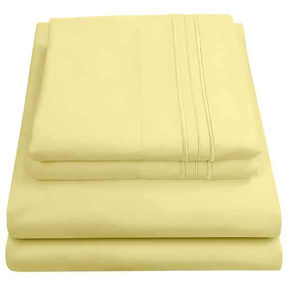 Sweet Home Collection 1500 Series Bed Sheets - Extra Soft Microfiber Deep Pocket Sheet Set - Pale Yellow, Twin XL