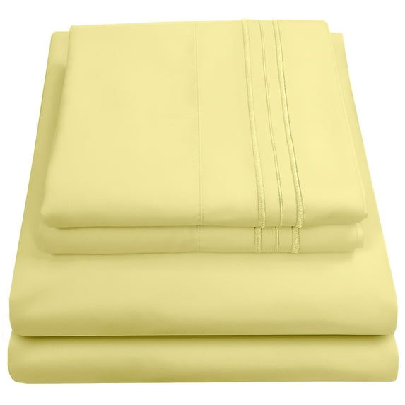Sweet Home Collection 1500 Series Bed Sheets - Extra Soft Microfiber Deep Pocket Sheet Set - Pale Yellow, Twin