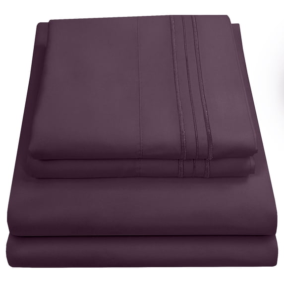 Sweet Home Collection 1500 Series Bed Sheets - Extra Soft Microfiber Deep Pocket Sheet Set - Purple, RV Queen