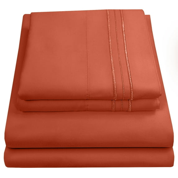 Sweet Home Collection 1500 Series Bed Sheets - Extra Soft Microfiber Deep Pocket Sheet Set - Rust, Twin