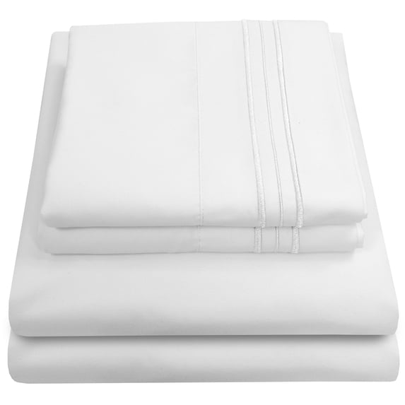 Sweet Home Collection 1500 Series Bed Sheets - Extra Soft Microfiber Deep Pocket Sheet Set - White, Full