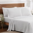 thumbnail image 1 of 6 Piece Printed Sheet Set, Deluxe Ultra Soft 1500 Series, Double Brushed Microfiber -Pinstripes White, King, 1 of 5