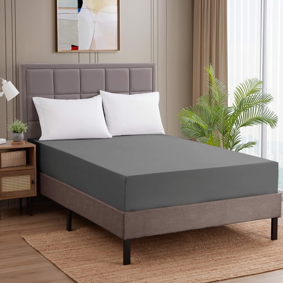 Sweet Home Collection 1500 Series Microfiber Fitted Sheet - Queen, Gray
