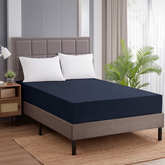 Sweet Home Collection 1500 Series Microfiber Fitted Sheet - Twin, Navy