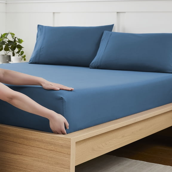 Sweet Home Collection 1500 Supreme Fitted Sheet Twin Denim
