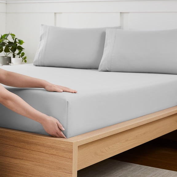 Sweet Home Collection 1500 Supreme Fitted Sheet Twin Silver