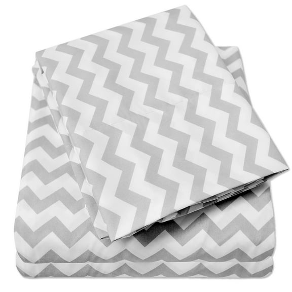 Sweet Home Collection 1800 Count Chevron Print Microfiber Sheet Set Queen Gray
