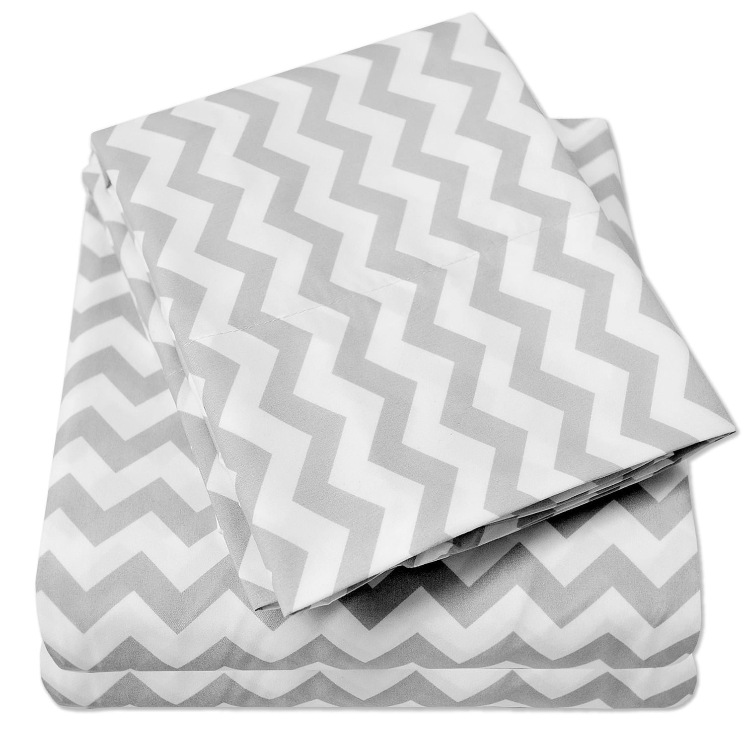Queen Grey Chevron Print Microfiber Sheet Set