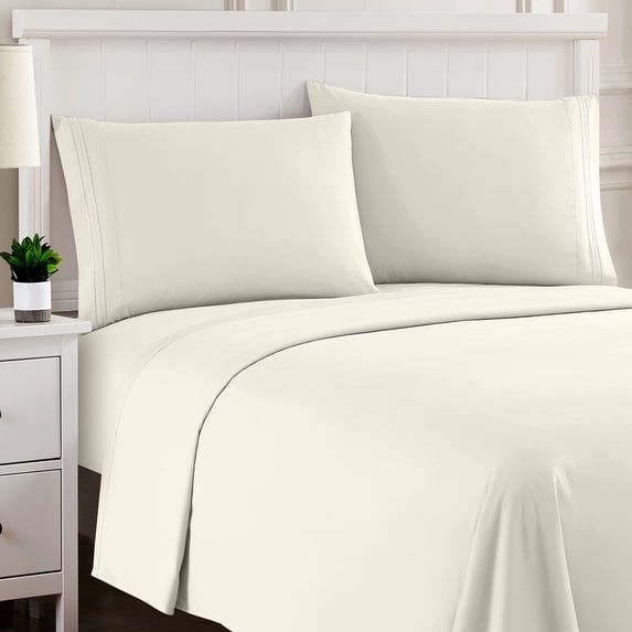 Sweet Home Collection Twin XL Sheet Sets, Classic 1800 Series Deep Pocket 3 Piece, Luxury Soft Microfiber Bed Sheet Sets, Ivory