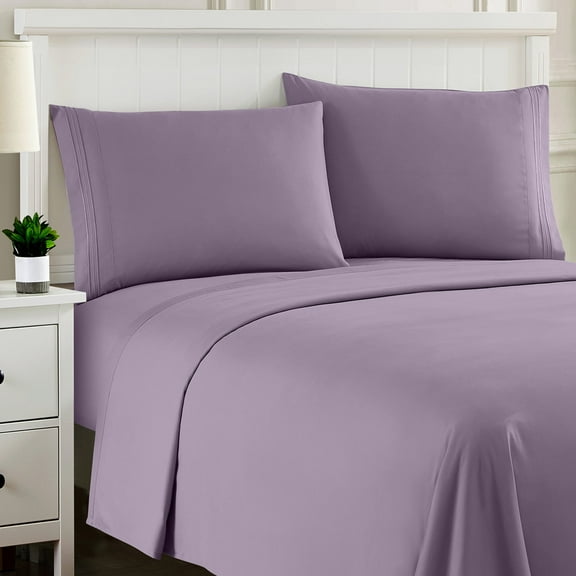 Sweet Home Collection Twin XL Sheet Sets, Classic 1800 Series Deep Pocket 3 Piece, Luxury Soft Microfiber Bed Sheet Sets, Plum