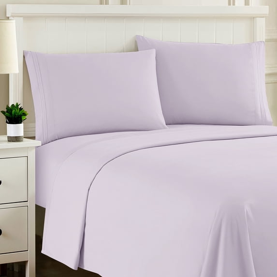 Sweet Home Collection California King Sheet Sets, Classic 1800 Series Deep Pocket 4 Piece, Luxury Soft Microfiber Bed Sheet Sets, Lilac