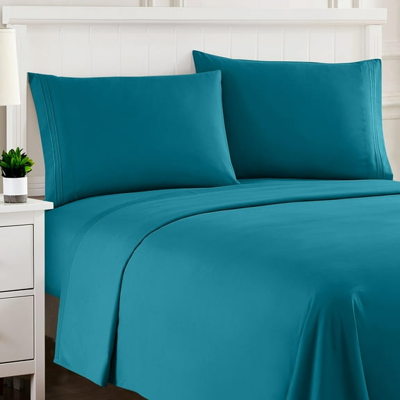Sweet Home Collection California King Sheet Sets, Classic 1800 Series Deep Pocket 4 Piece, Luxury Soft Microfiber Bed Sheet Sets, Teal