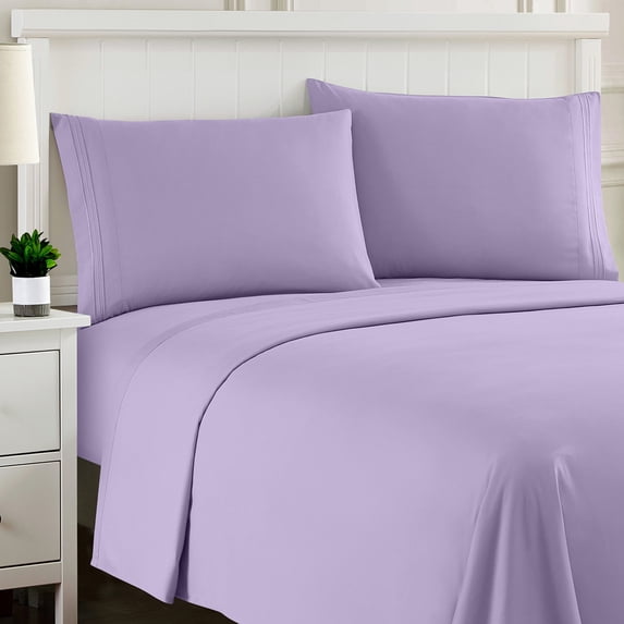 Sweet Home Collection King Sheet Sets, Classic 1800 Series Deep Pocket 4 Piece, Luxury Soft Microfiber Bed Sheet Sets, Lavender