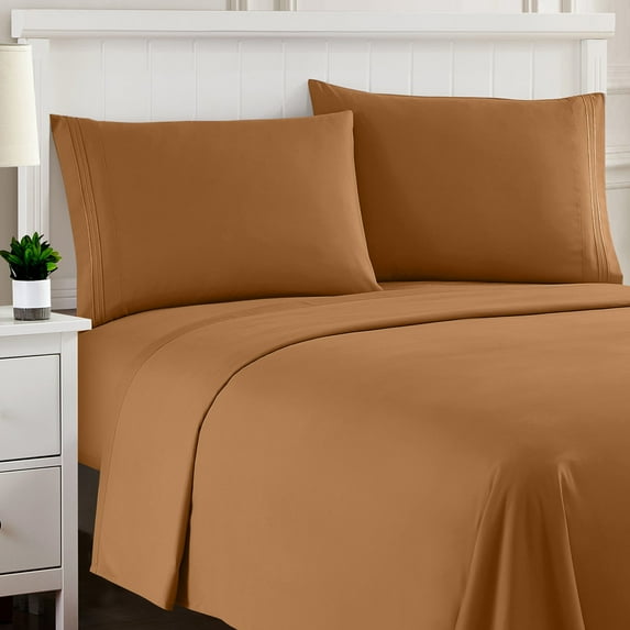 Sweet Home Collection King Sheet Sets, Classic 1800 Series Deep Pocket 4 Piece, Luxury Soft Microfiber Bed Sheet Sets, Mocha