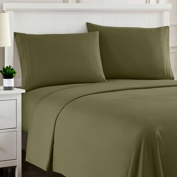 Sweet Home Collection King Sheet Sets, Classic 1800 Series Deep Pocket 4 Piece, Luxury Soft Microfiber Bed Sheet Sets, Olive