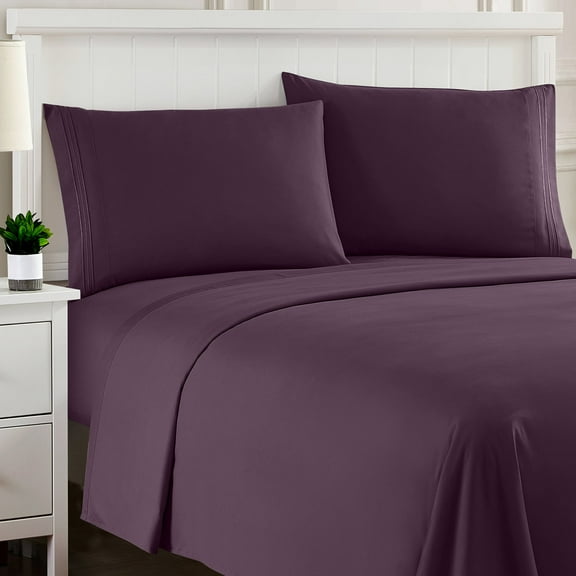 Sweet Home Collection King Sheet Sets, Classic 1800 Series Deep Pocket 4 Piece, Luxury Soft Microfiber Bed Sheet Sets, Purple