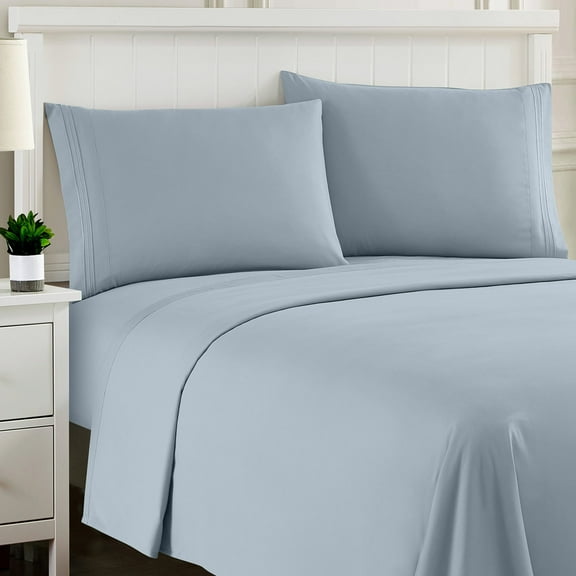 Sweet Home Collection Queen Sheet Sets, Classic 1800 Series Deep Pocket 4 Piece, Luxury Soft Microfiber Bed Sheet Sets, Misty Blue