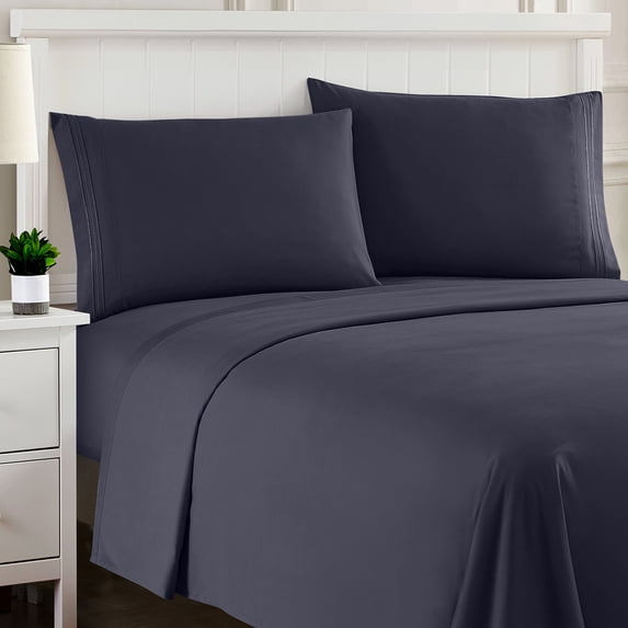 Sweet Home Collection Queen Sheet Sets, Classic 1800 Series Deep Pocket 4 Piece, Luxury Soft Microfiber Bed Sheet Sets, Navy