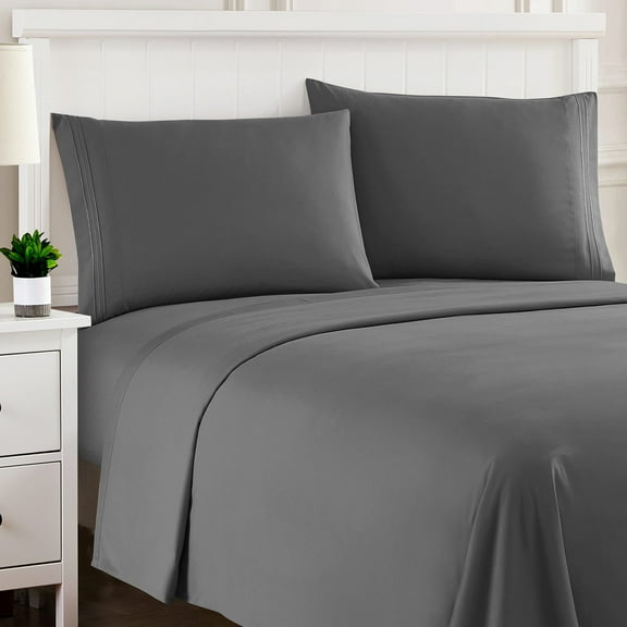 Sweet Home Collection RV Short Queen Sheet Sets, Classic 1800 Series Deep Pocket 4 Piece, Luxury Soft Microfiber Bed Sheet Sets, Gray