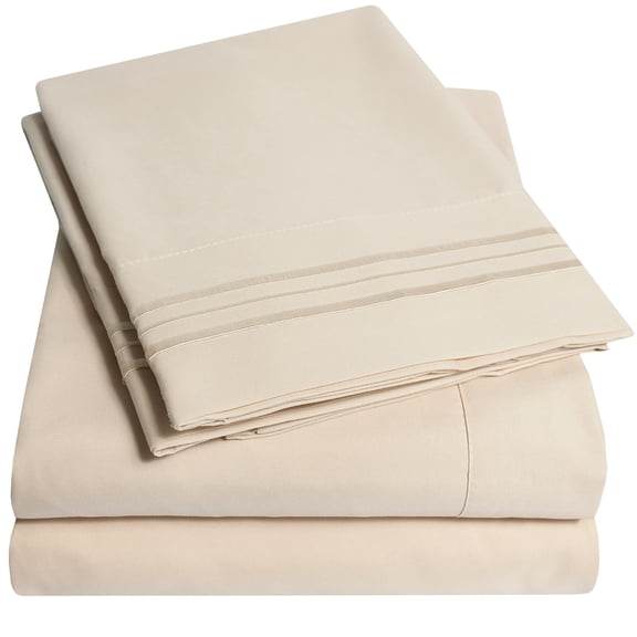 Sweet Home Collection 1800 Series Bed Sheets - Extra Soft Microfiber Deep Pocket Sheet Set - Beige, Queen