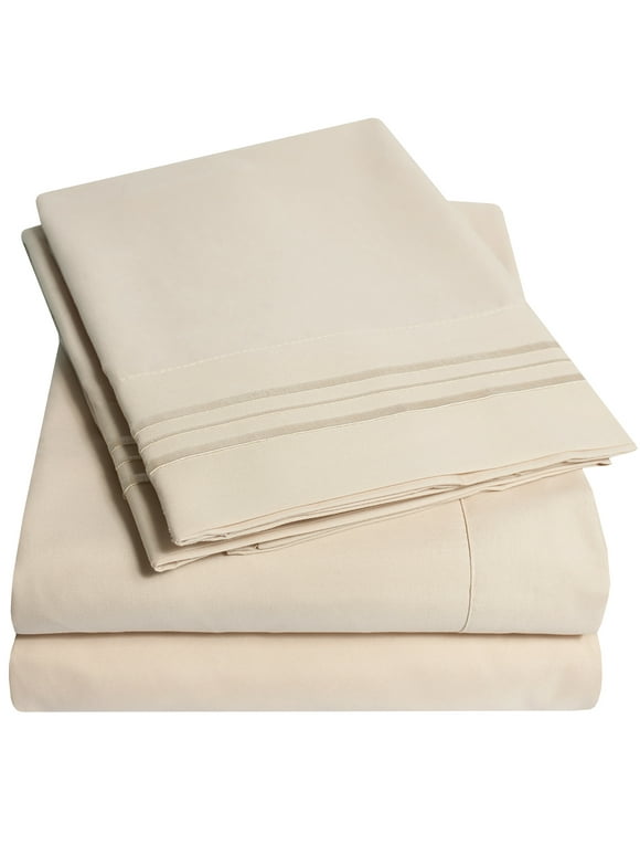Sweet Home Collection 1800 Series Bed Sheets - Extra Soft Microfiber Deep Pocket Sheet Set - Beige, Twin