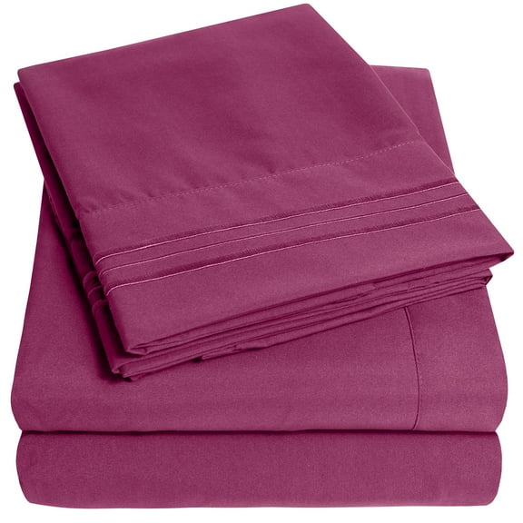 Sweet Home Collection 1800 Series Bed Sheets - Extra Soft Microfiber Deep Pocket Sheet Set - Berry, Full