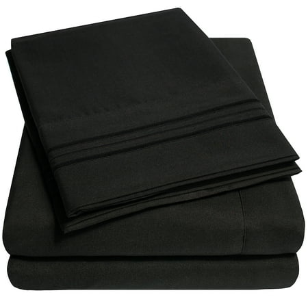 Sweet Home Collection 1800 Series Bed Sheets - Extra Soft Microfiber Deep Pocket Sheet Set - Black, Queen