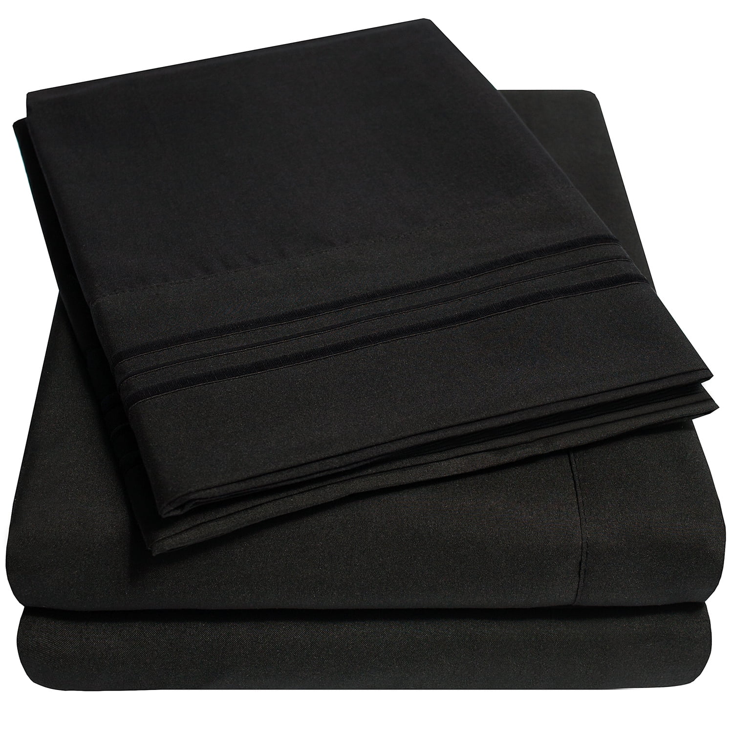 Sweet Home Collection 1800 Series Bed Sheets - Extra Soft Microfiber Deep Pocket Sheet Set - Black, Twin XL