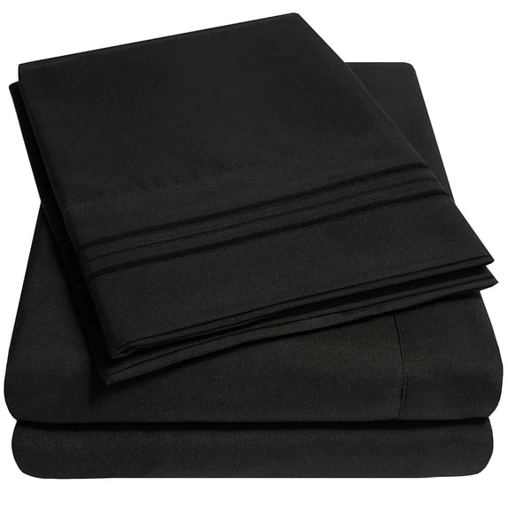 Sweet Home Collection 1800 Series Bed Sheets - Extra Soft Microfiber Deep Pocket Sheet Set - Black, Twin XL