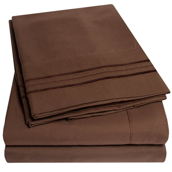 Sweet Home Collection 1800 Series Bed Sheets - Extra Soft Microfiber Deep Pocket Sheet Set - Brown, Twin XL